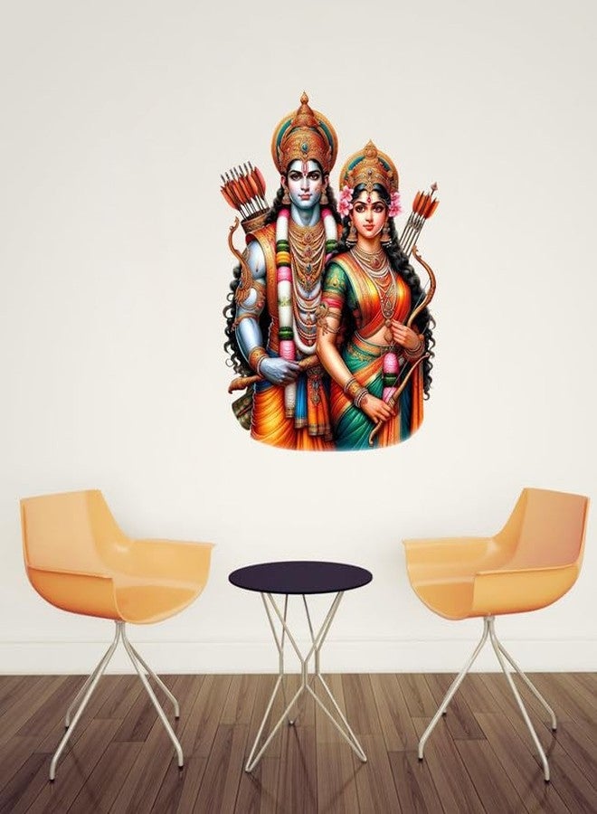 Sticker Studio ملصق جداري من الفينيل PVC بتصميم رام وسيتا من ستيكر ستوديو، مثالي لتزيين المنزل - مثالي لغرفة المعيشة، غرفة النوم، الردهة، غرفة الأطفال، غرفة اللعب (المقاس - 58 سم × 38 سم) - Image 3